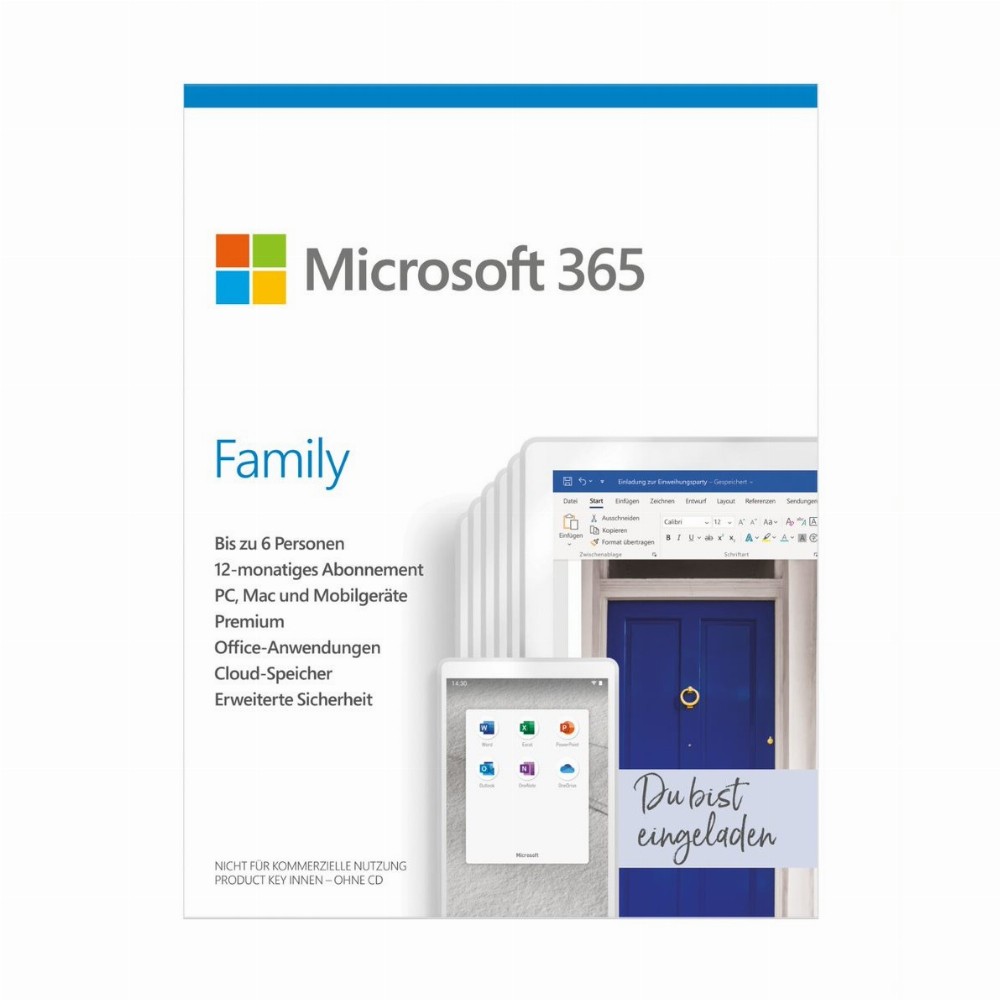 Microsoft 365 Family 1 Lizenz(en) Abonnement Deutsch 1 Jahr(e)
