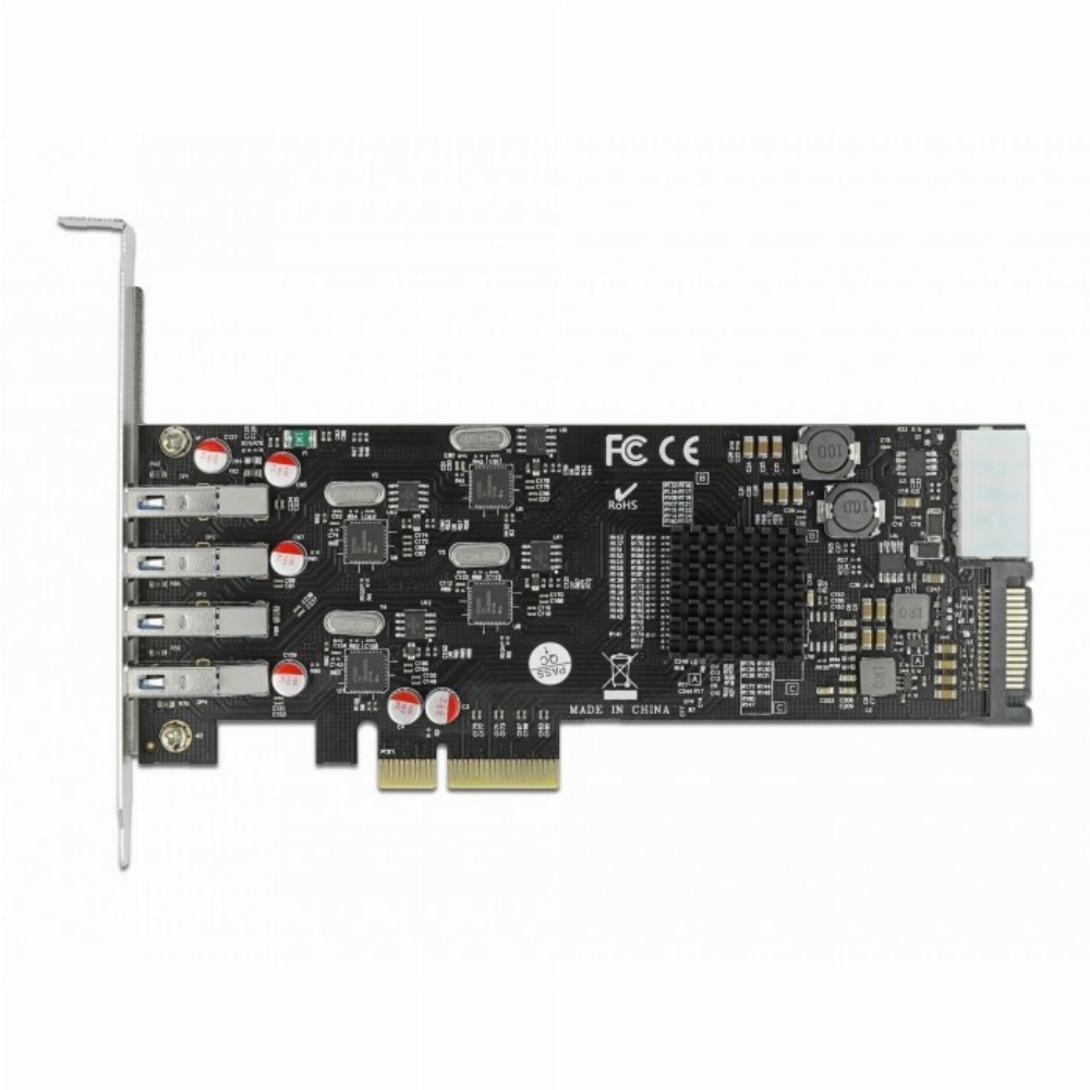 DeLOCK PCI Express x4 Karte zu 4 x extern SuperSpeed USB (USB 3.2 Gen 1) USB Typ-A Buchse Quad Channel - Low Profile Formfaktor