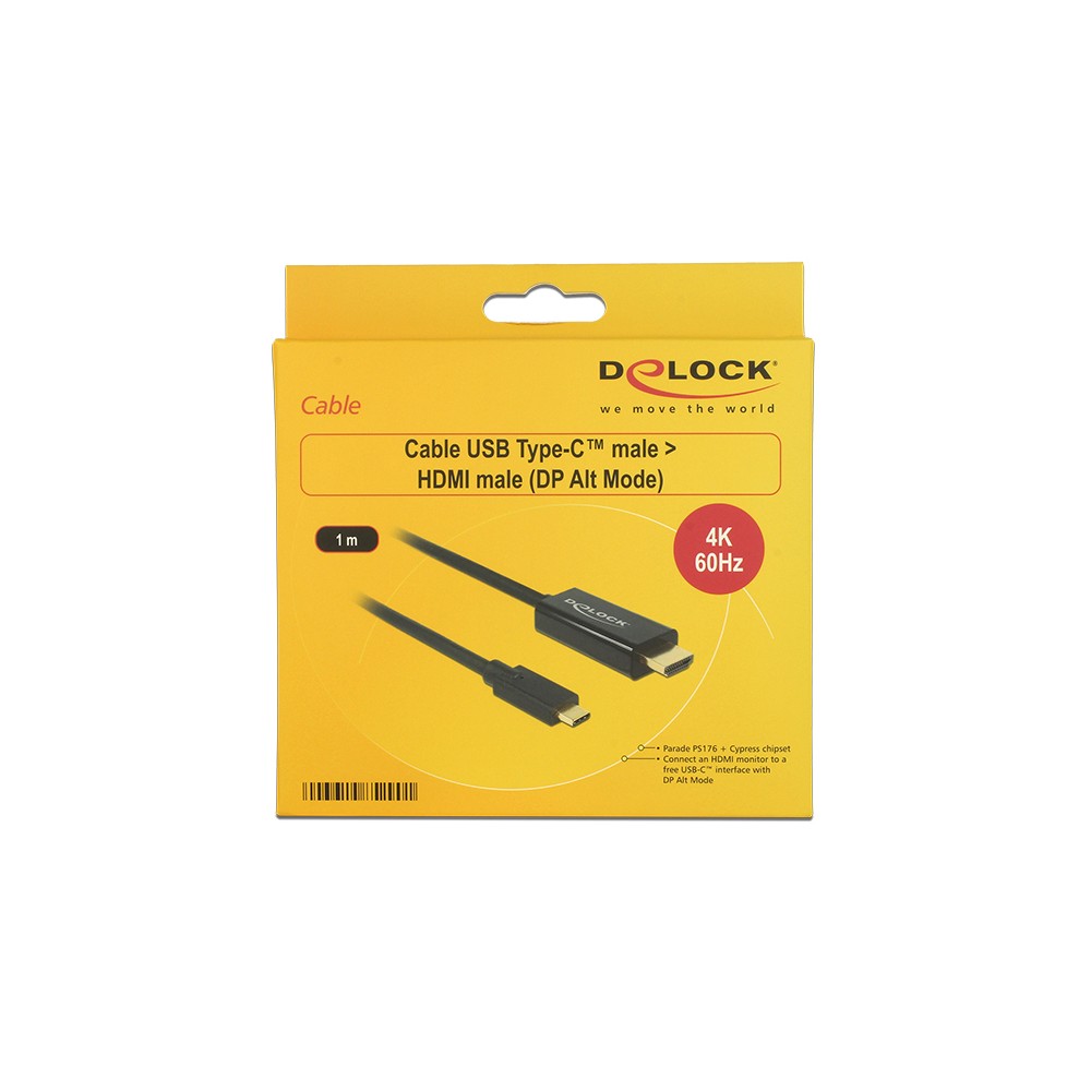 DeLOCK 85290 Videokabel-Adapter 1 m USB Typ-C HDMI Schwarz