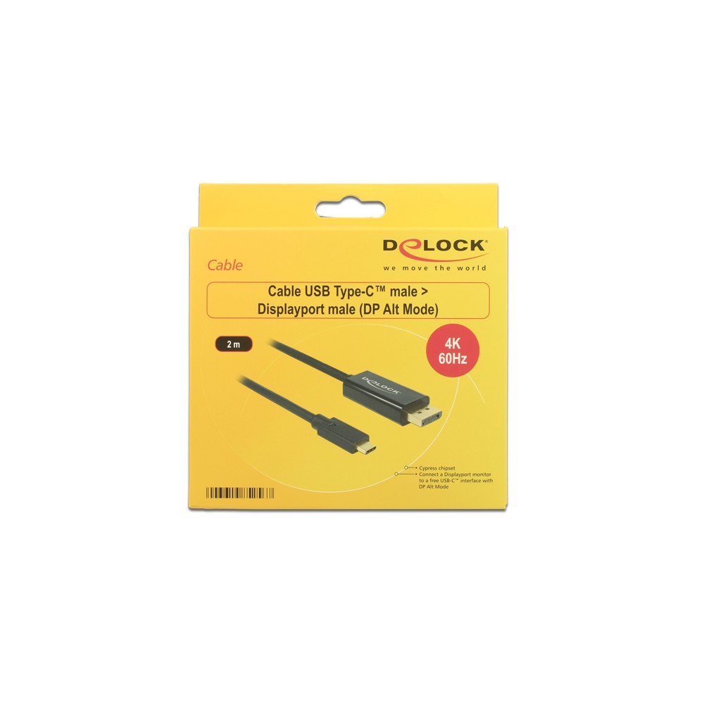 DeLOCK 85256 Videokabel-Adapter 2 m USB Typ-C DisplayPort Schwarz