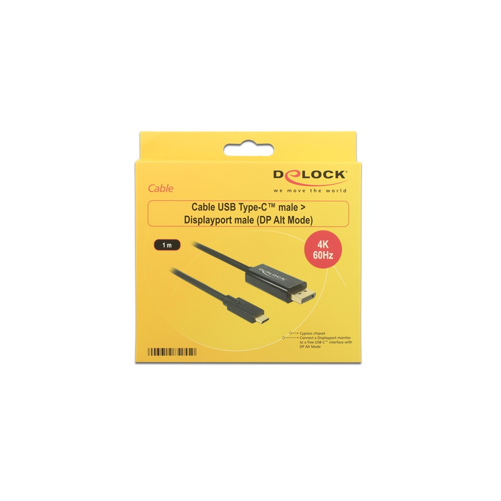 DeLOCK 85255 Videokabel-Adapter 1 m USB Typ-C DisplayPort Schwarz