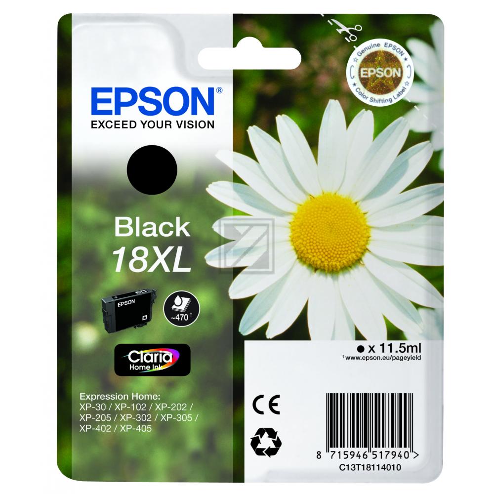 C13T18114012 // 18XL / schwarz / original EPSON Tintenpatrone schwarz / C13T18114012 / 470 S. / 11.50 ml