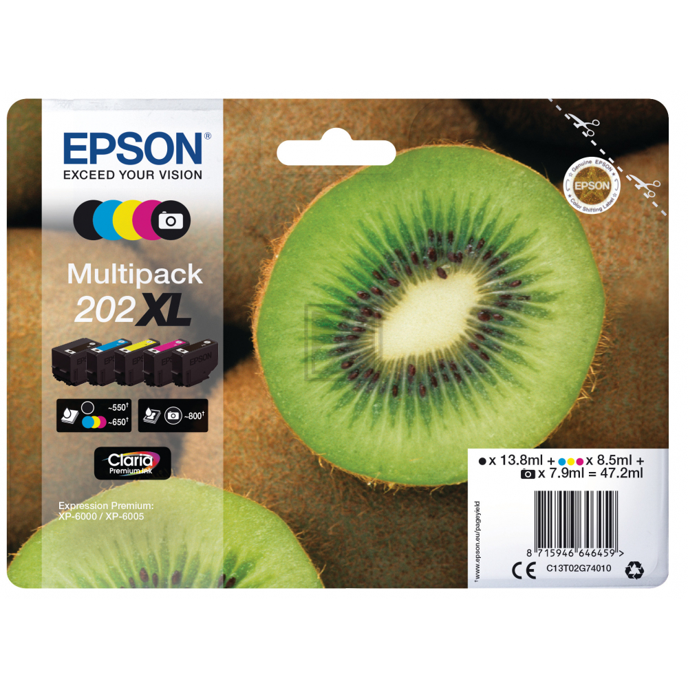 C13T02G74010 // 202XL / original EPSON Tintenpatrone MultiPack / C13T02G74010