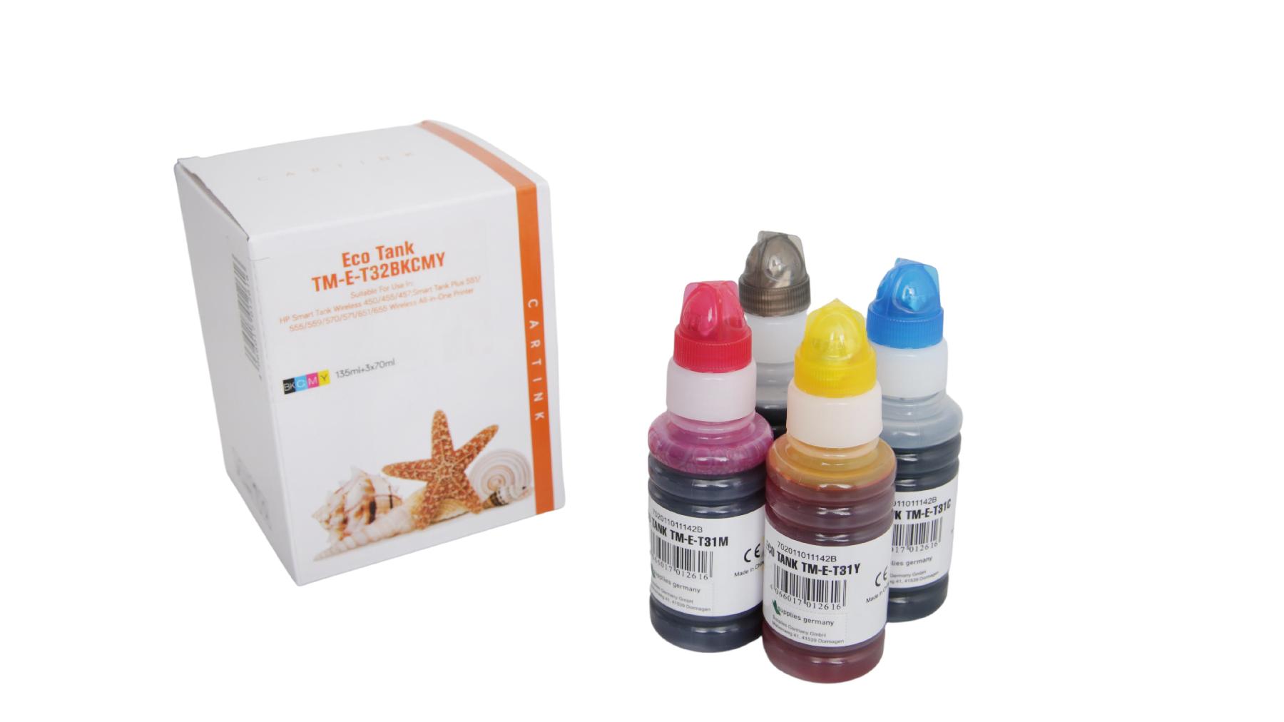 Alternativ Eco Tank Nachfüllflasche für HP / 1VV24A/1VU26A28A / BK135ml / CMY70ml