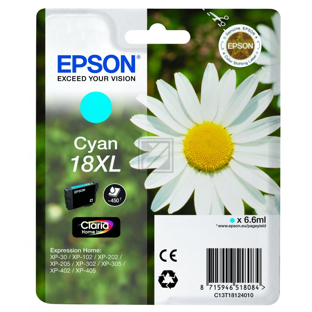 C13T18124012 // 18XL / cyan / original EPSON Tintenpatrone cyan / C13T18124012 / 450 S. / 6.60 ml