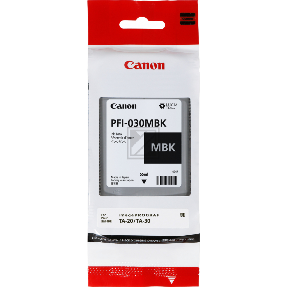 3488C001 // PFI030MBK / schwarz / original CANON Tintenpatrone schwarz matt / 3488C001 / 55.00 ml