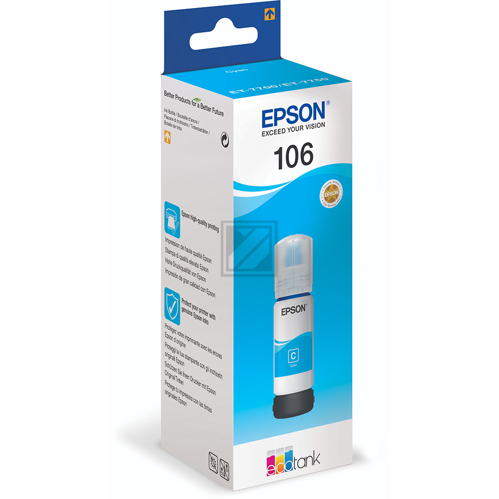 C13T00R240 // 106 / cyan / original EPSON Tintenflasche cyan / C13T00R240 / 5000 S. / 70.00 ml