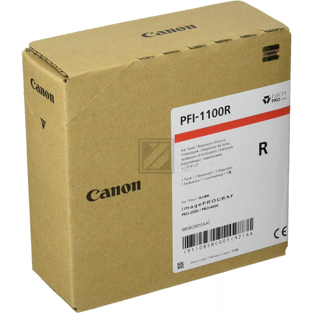 0858C001 // PFI1100R / original CANON Tintenpatrone rot / 0858C001 / 160.00 ml