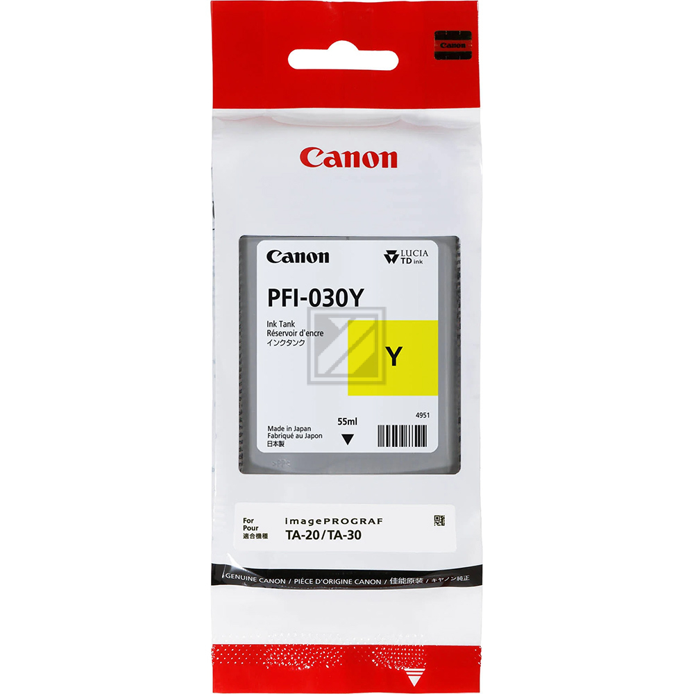 3492C001 // PFI030Y / gelb / original CANON Tintenpatrone gelb / 3492C001 / 55.00 ml