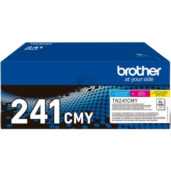 TN241CMY / gelb cyan magenta / original BROTHER Toner MultiPack / TN241CMY / 1400 S.