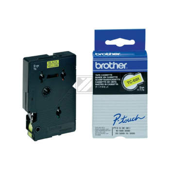 TC691 / schwarz gelb / original BROTHER PTouch Farbband / TC691