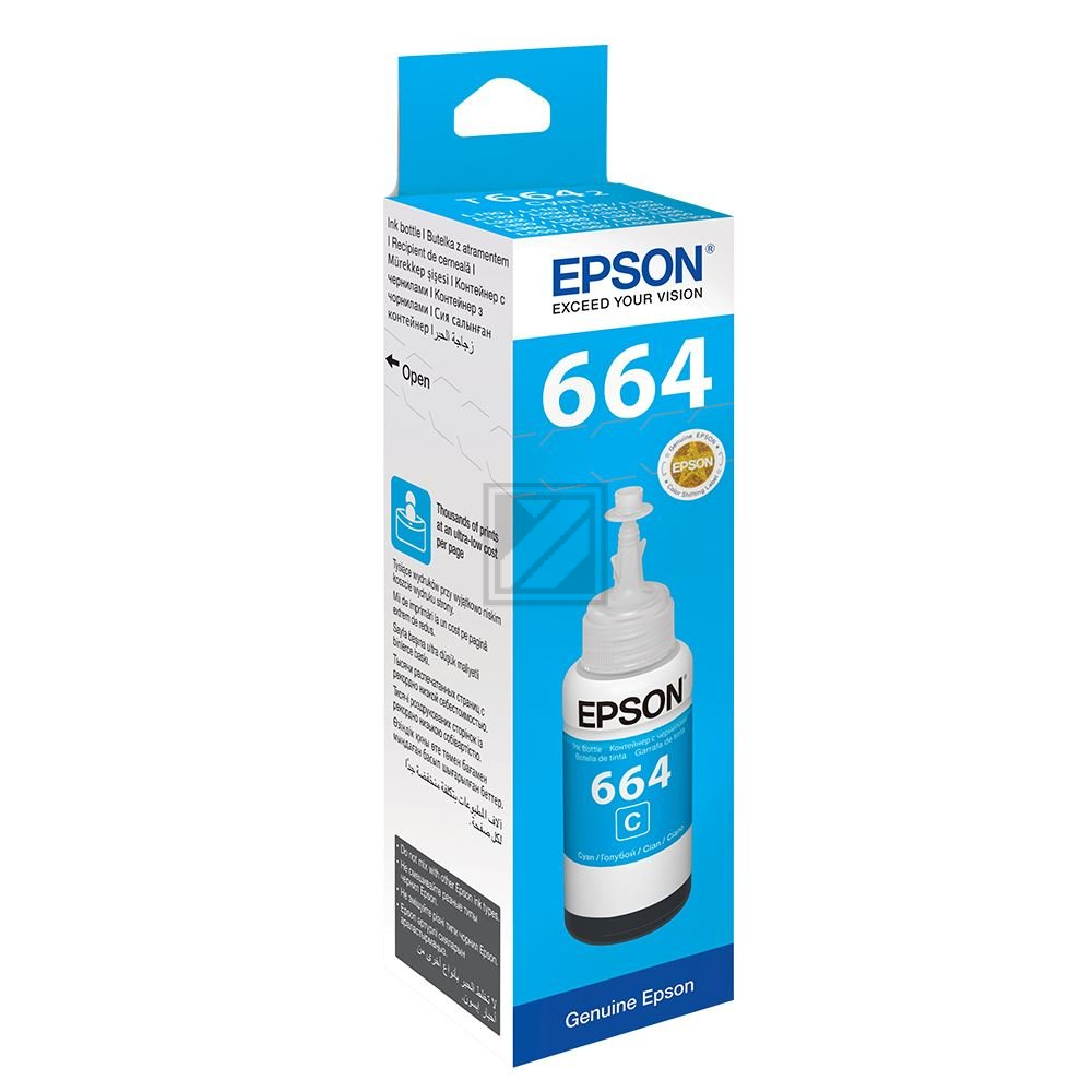 C13T66424A // T6642 / cyan / original EPSON Tintenflasche cyan / C13T66424A / 6500 S. / 70.00 ml