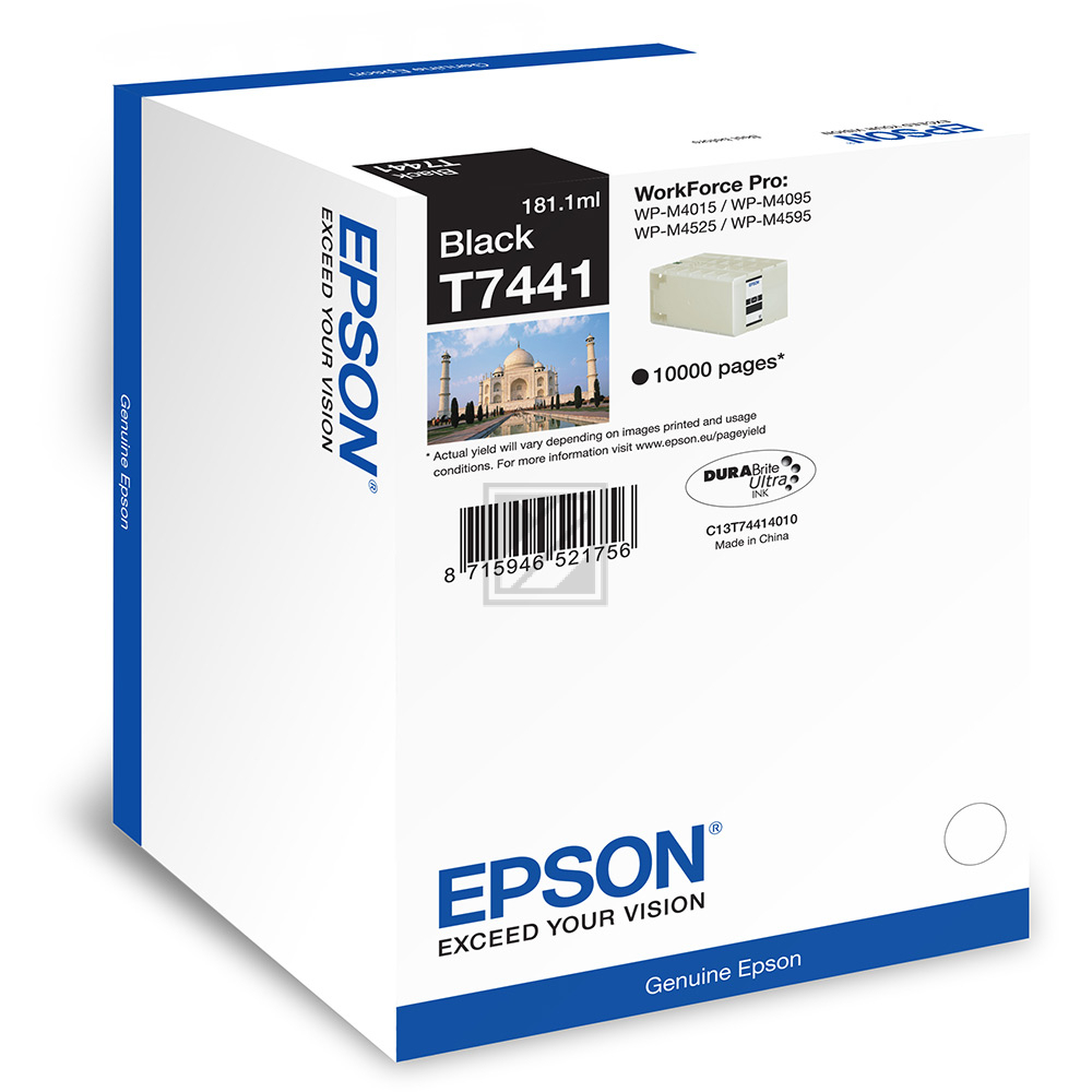 C13T74414010 // T7441 / schwarz / original EPSON Tintenpatrone schwarz / C13T74414010 / 10000 S. / 181.10 ml