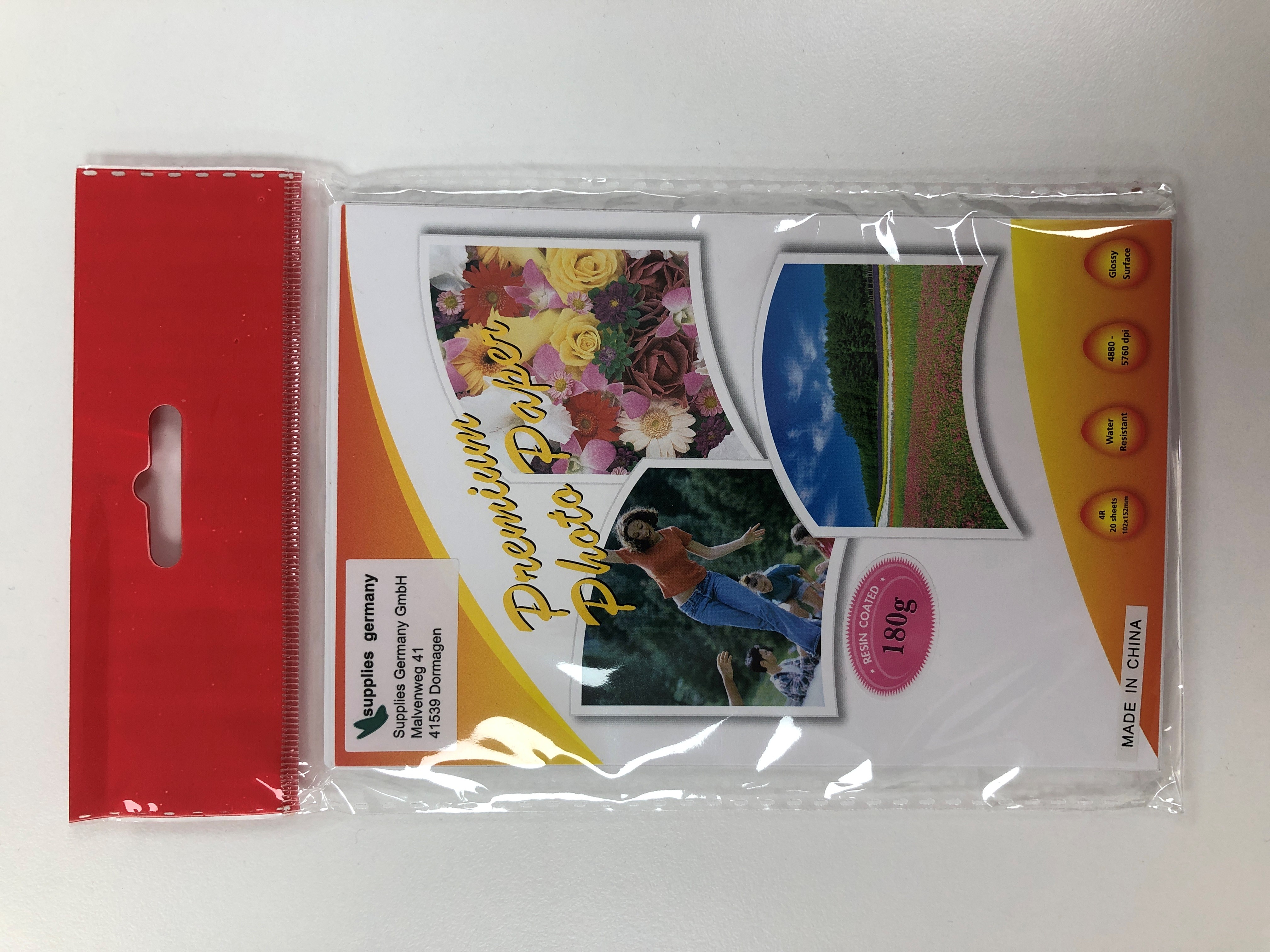 Fotopapier Glossy180g/1S / 1x20 Blatt  1 Päckchen / Glossy / 180g / 10x15cm / 1Seitig