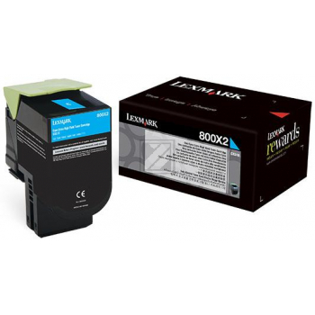 80C0X20 // 800X2 / cyan / original LEXMARK Toner cyan / 80C0X20 / 4000 S.