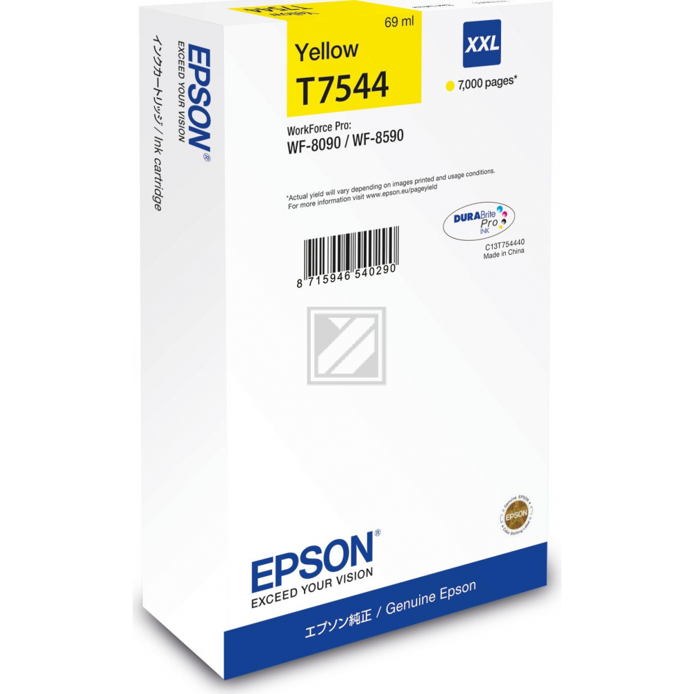 C13T75444N // T7544 / gelb / original Epson Tinten / C13T75444N / 7000 S. / 69.00 ml