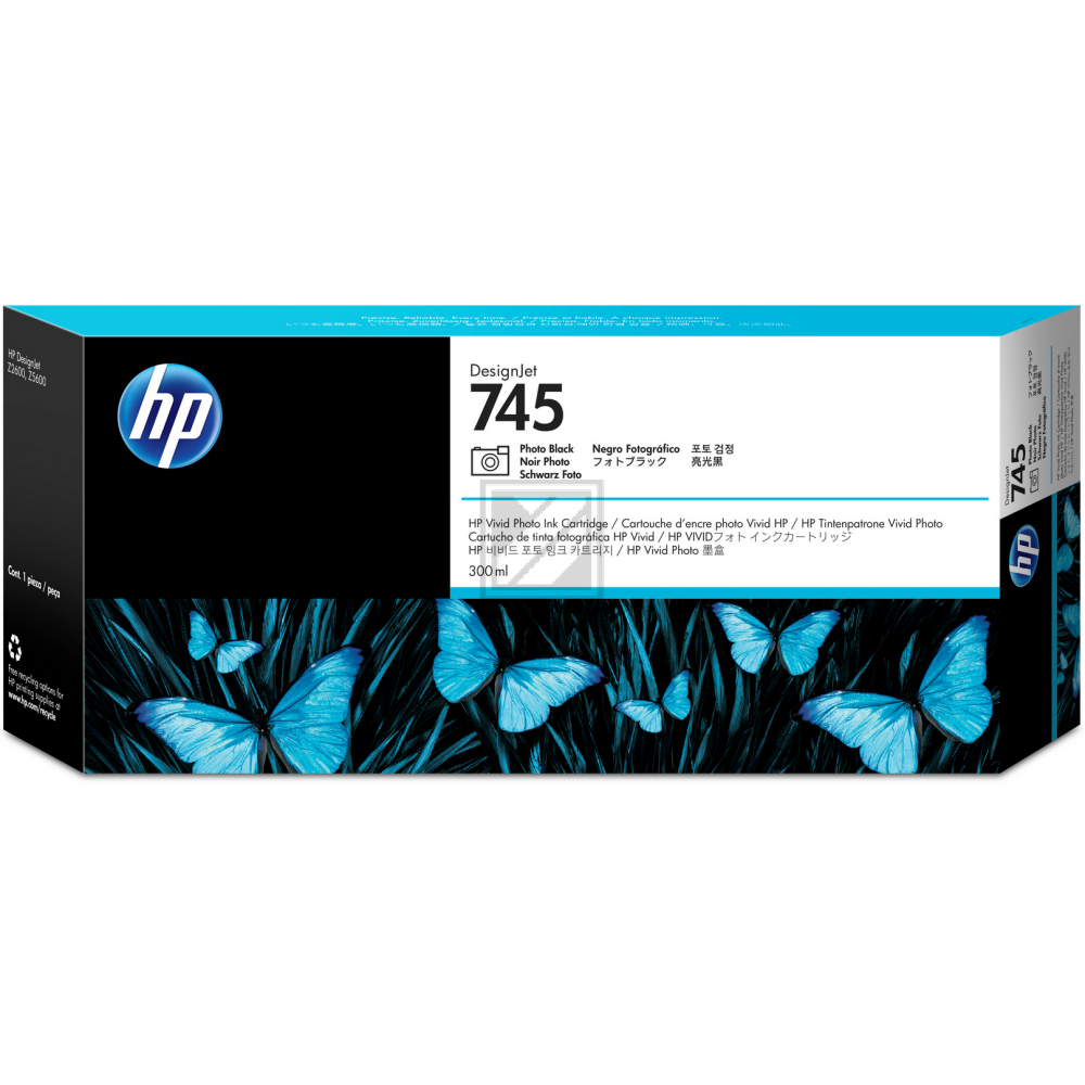 F9K04A // 745 / schwarz / original HP Tintenpatrone schwarz hell / F9K04A / 300.00 ml