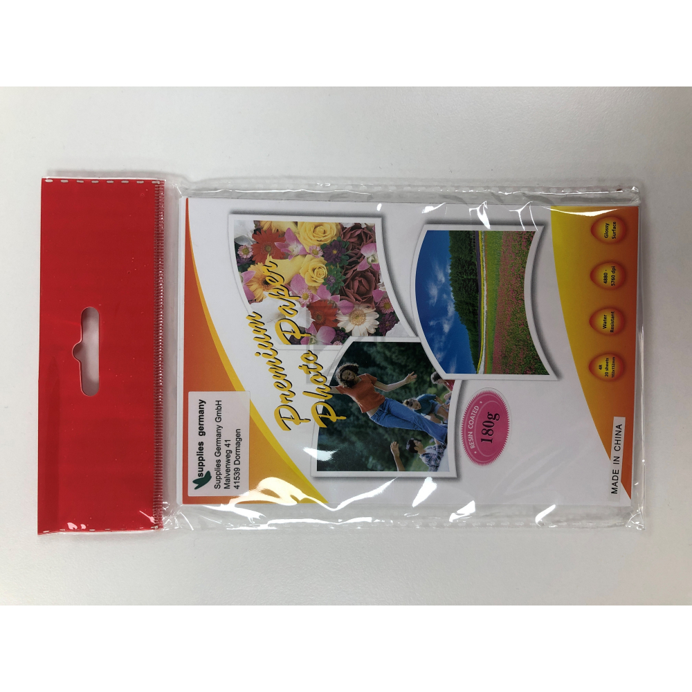 Alternativ Fotopapier Glossy180g/1S / 1x20 Blatt  1 Päckchen / Glossy / 180g / 10x15cm / 1Seitig