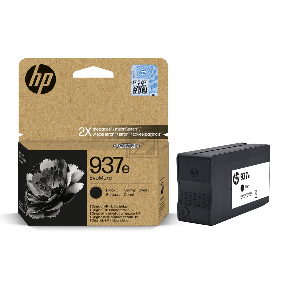 4S6W9NE // 937E / schwarz / original HP Druckkopfpatrone schwarz / 4S6W9NE / 3100 S.