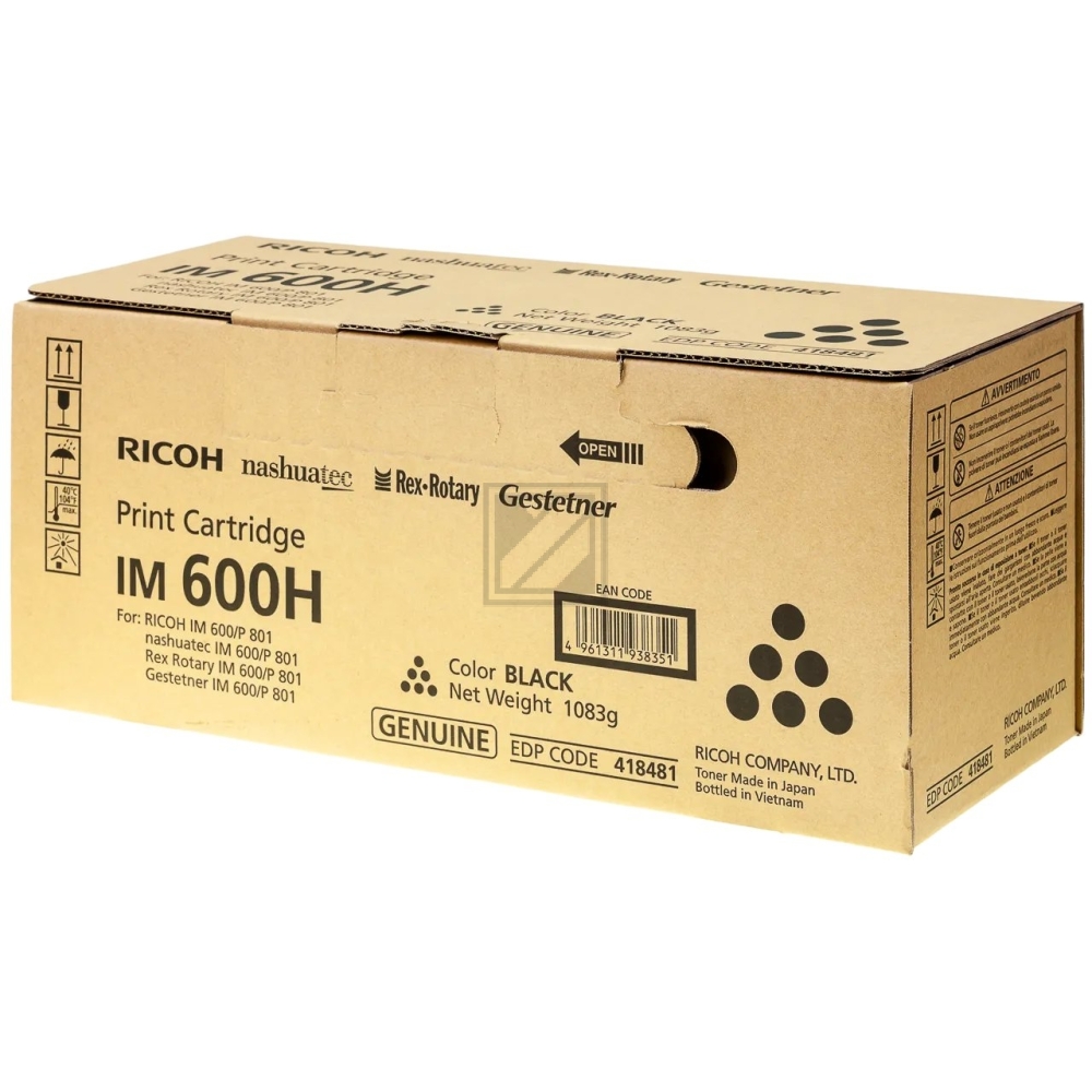 418481 // IM600H / schwarz / original RICOH Toner schwarz / 418481 / 40000 S.