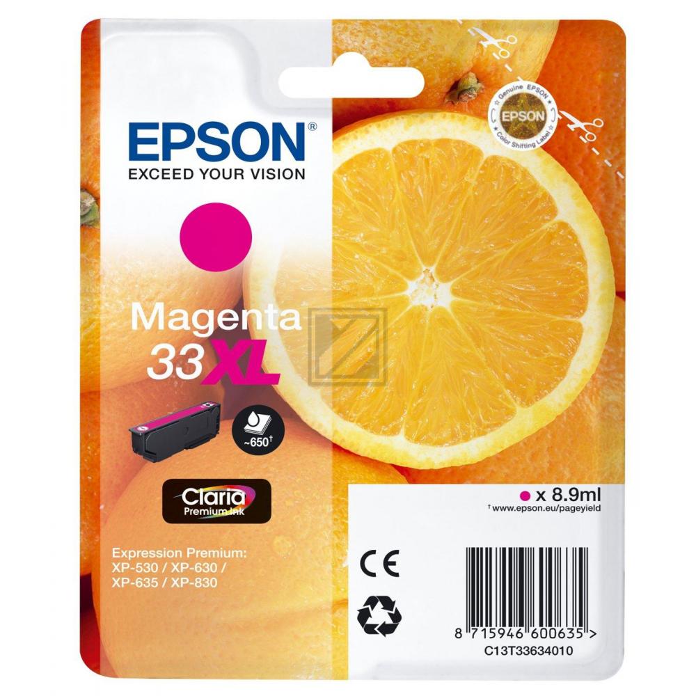 C13T33634012 // 33XL / magenta / original EPSON Tintenpatrone magenta / C13T33634012 / 650 S. / 8.90 ml