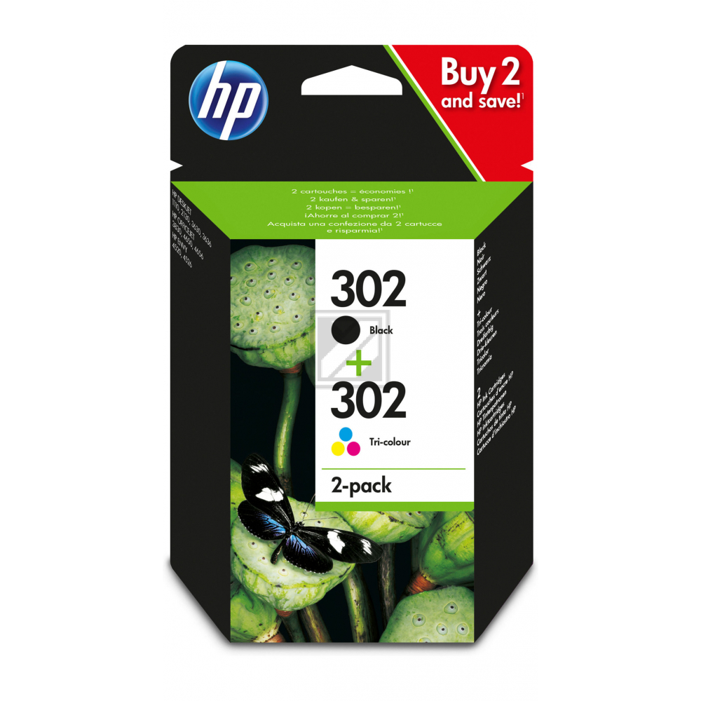 X4D37AE // 302 / original HP Druckkopfpatrone Multipack / X4D37AE