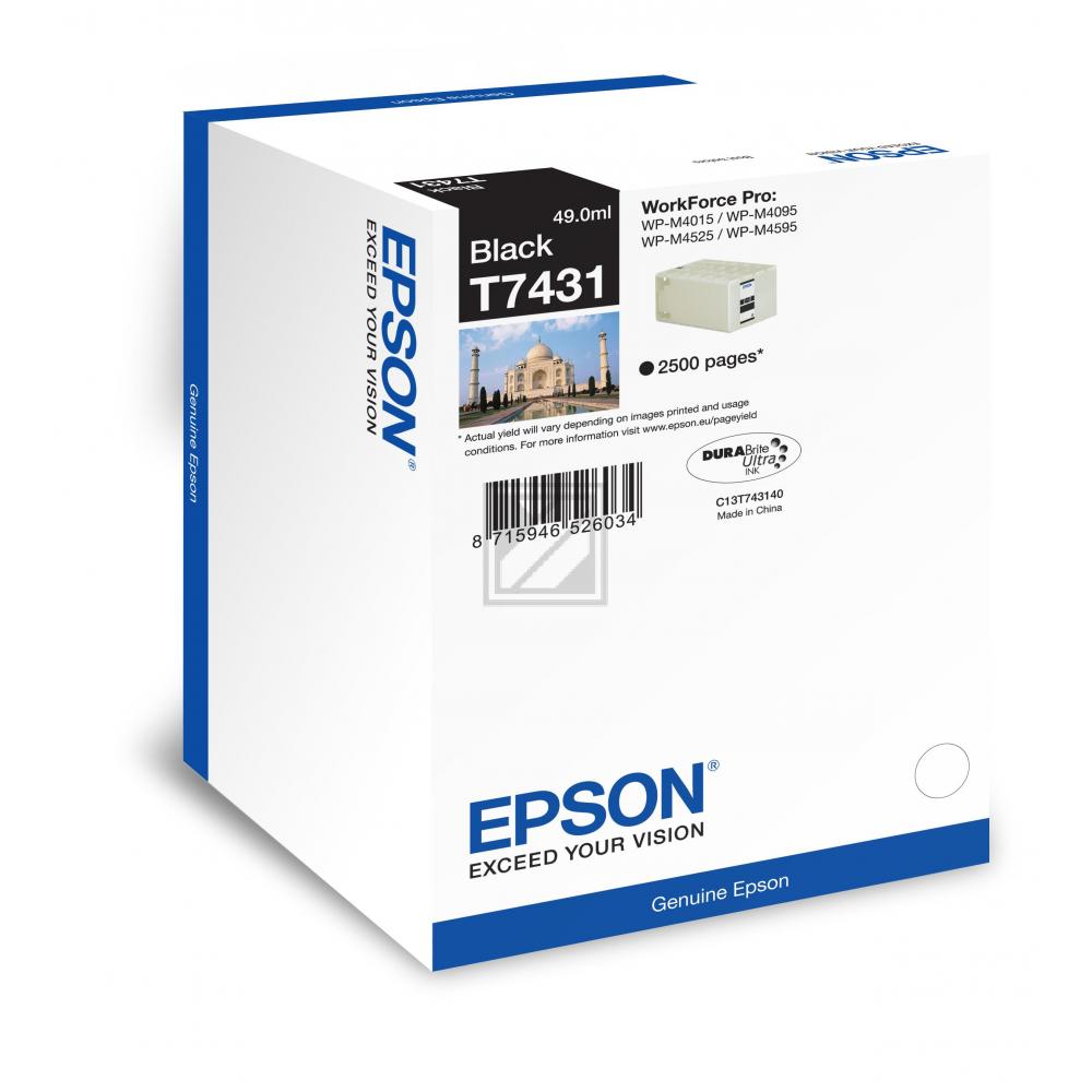 C13T74314010 // T7431 / schwarz / original EPSON Tintenpatrone schwarz / C13T74314010 / 2500 S. / 49.00 ml