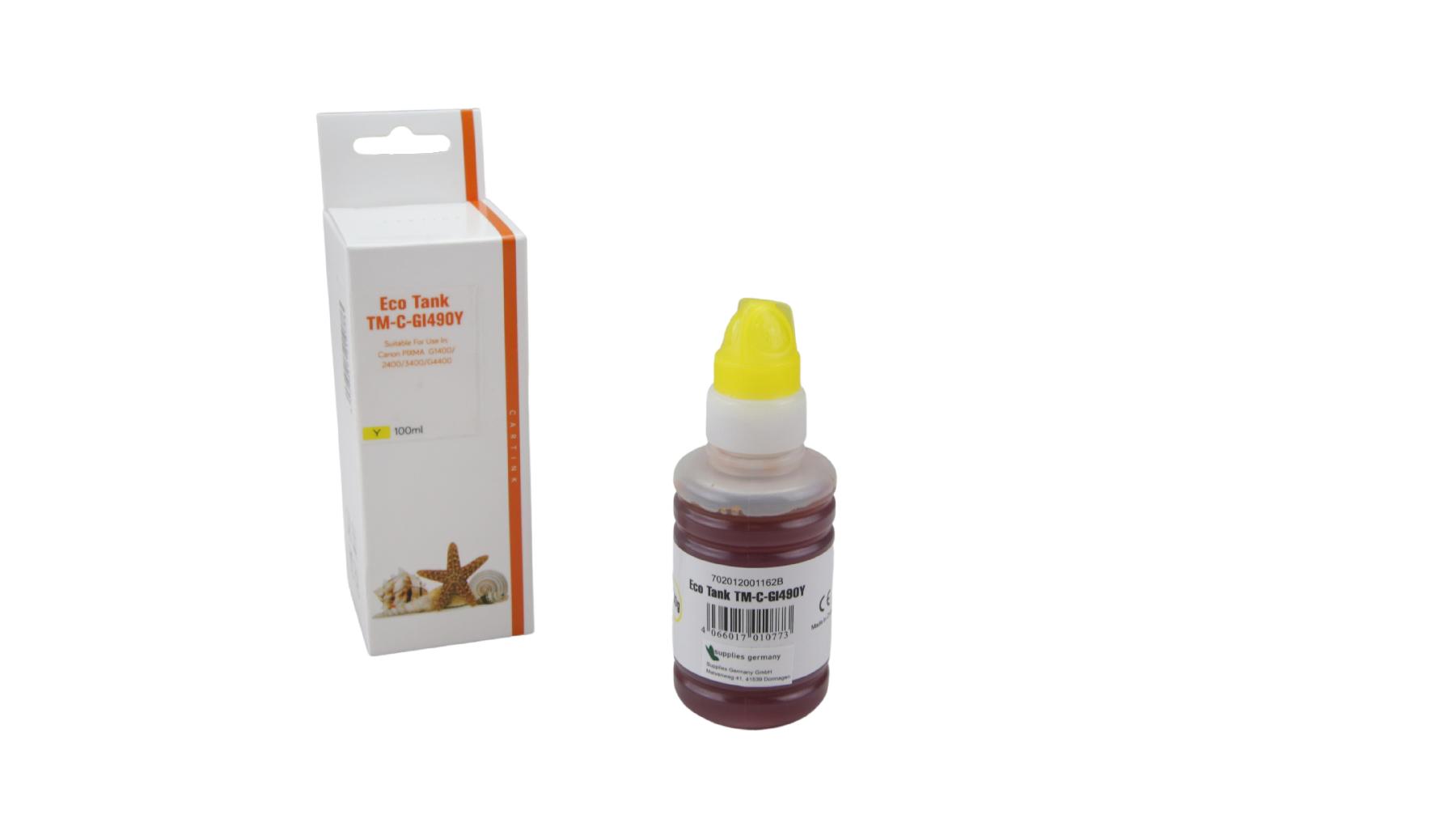 Alternativ GI490Y Eco Tank Nachfüllflasche Yellow für Canon / GI490Y / 100ml