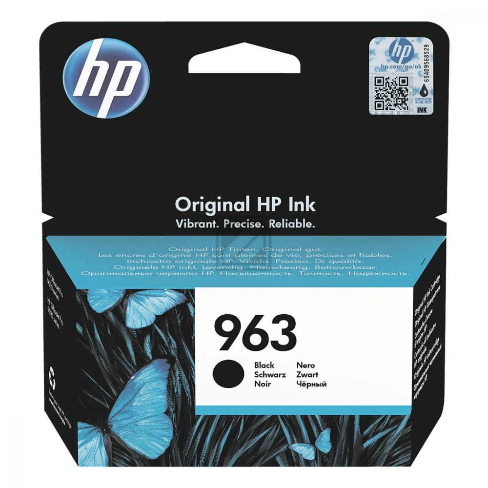 3JA26AE // 963 / schwarz / original HP Tintenpatrone schwarz / 3JA26AE / 1000 S. / 24.09 ml