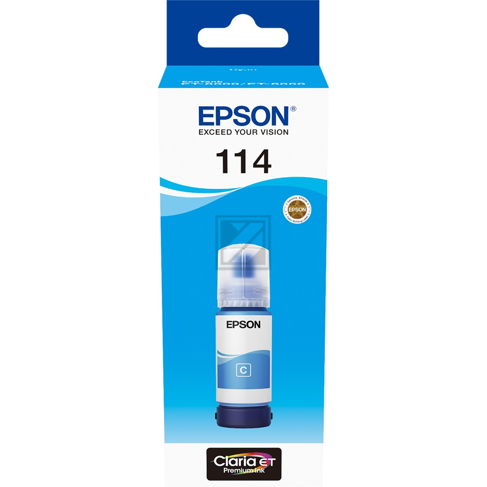 C13T07B240 // 114 / cyan / original EPSON Tintenflasche cyan / C13T07B240 / 6700 S. / 70.00 ml