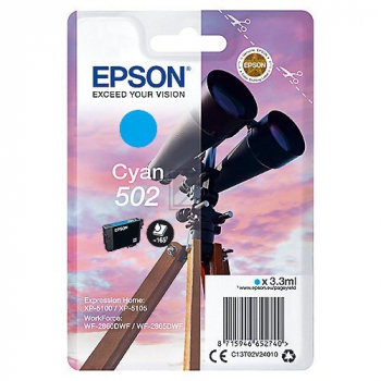 C13T02V24010 // 502 / cyan / original EPSON Tintenpatrone cyan / C13T02V24010 / 160 S. / 3.30 ml