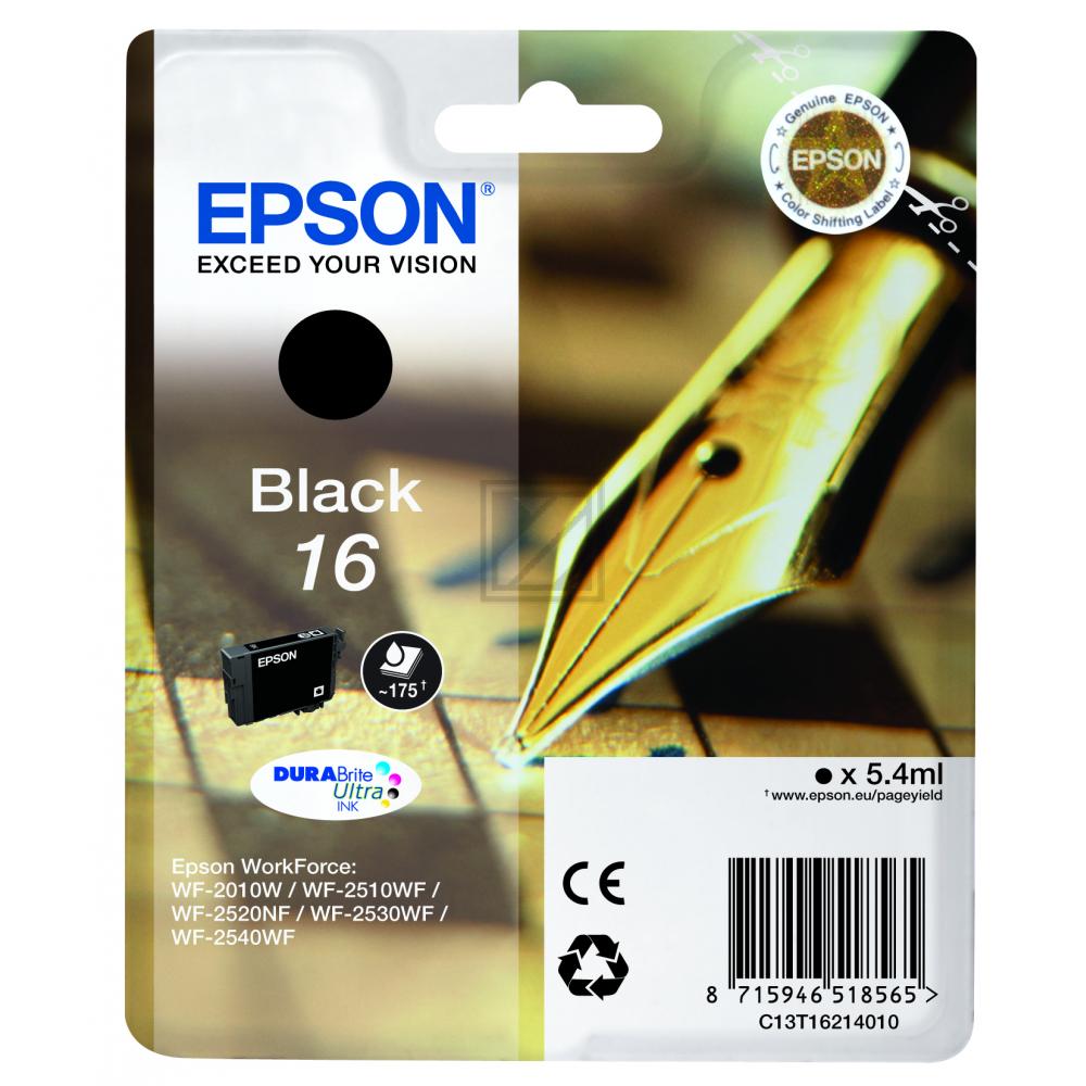 C13T16214012 // 16 / schwarz / original EPSON Tintenpatrone schwarz / C13T16214012 / 175 S. / 5.40 ml