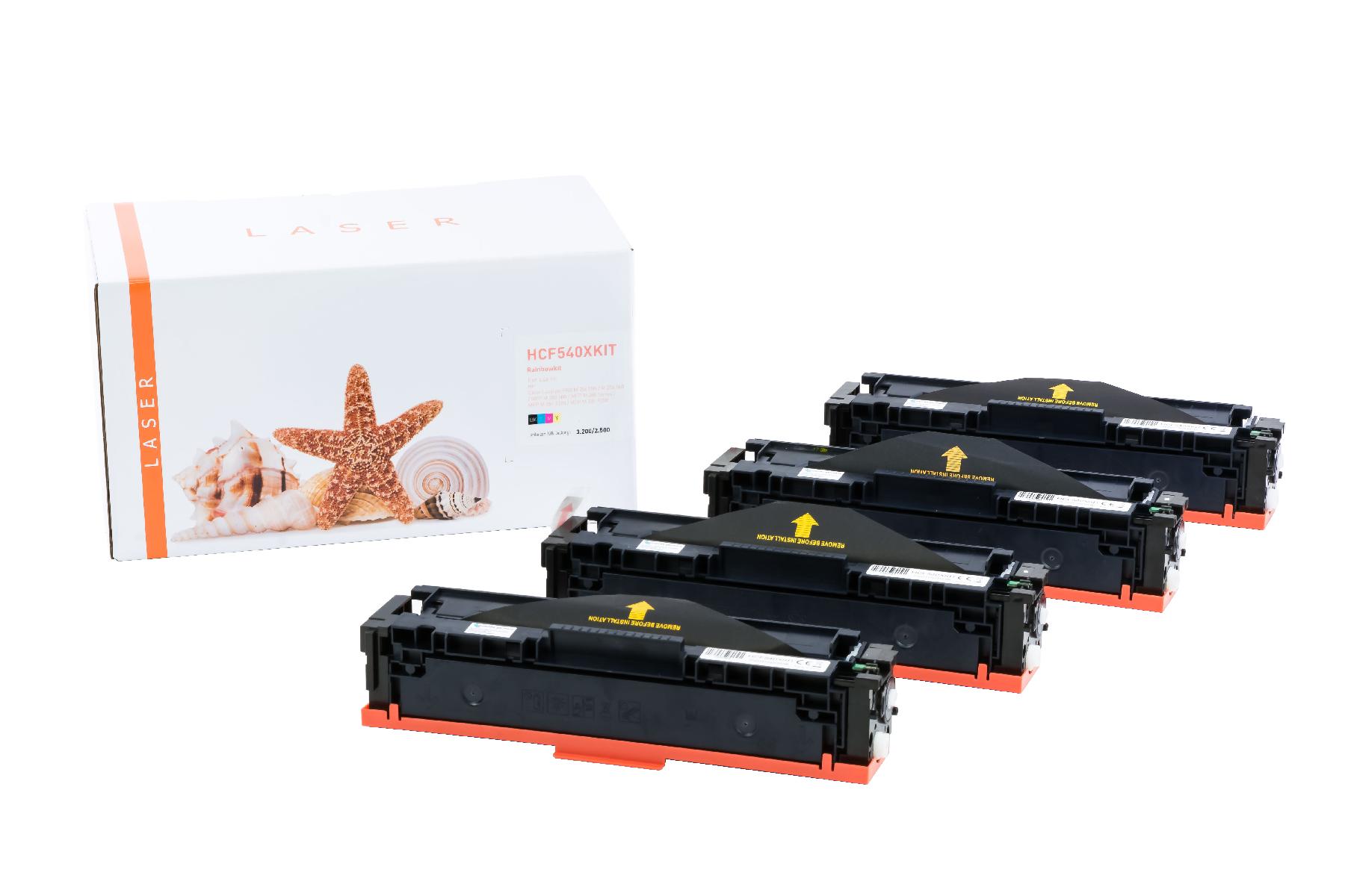 Alternativ Toner Rainbowkit für HP / CF540X / BK3.200 Seiten / CMY2.500 Seiten