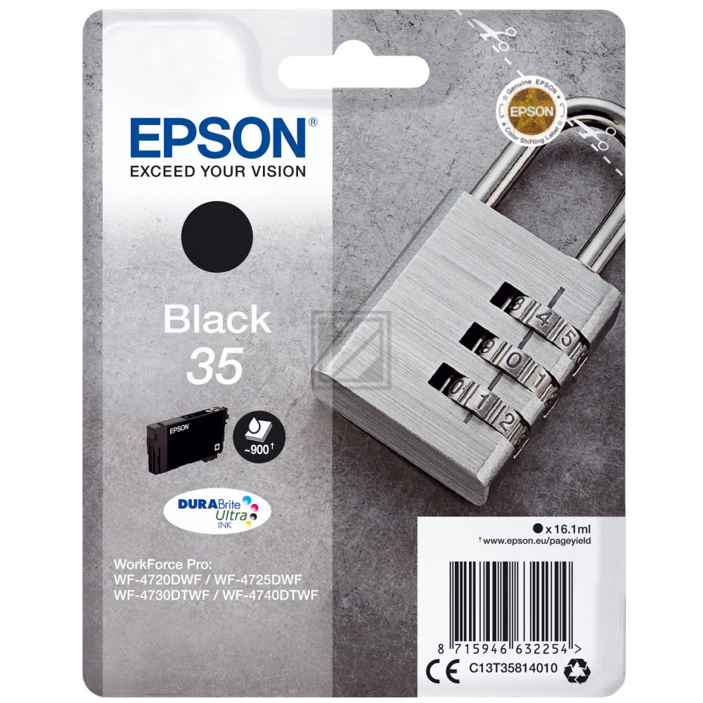 C13T35814010 // 35 / original EPSON Tintenpatrone schwarz / C13T35814010 / 950 S. / 16.10 ml