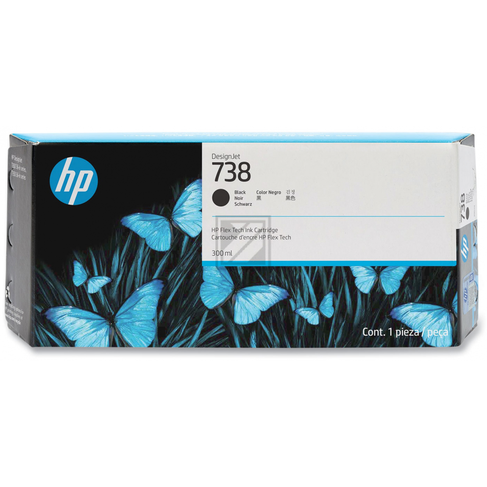 498N8A // 738 / schwarz / original HP Tintenpatrone schwarz / 498N8A / 300.00 ml