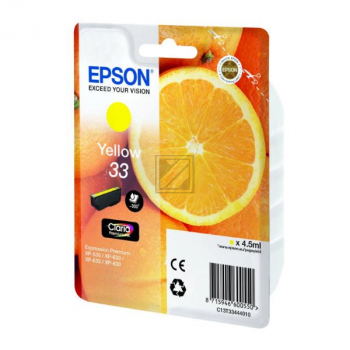 C13T33444012 // 33 / gelb / original EPSON Tintenpatrone gelb / C13T33444012 / 300 S. / 4.50 ml