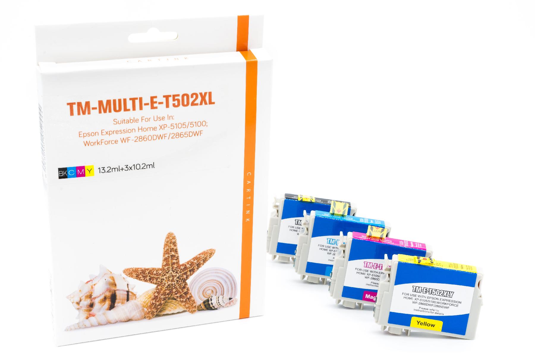 Multipack T502XL Alternativ Seestern Tinte für / C13T02W64010 / BK9ml / CMY6,4ml