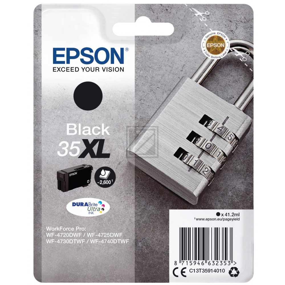 C13T35914010 // 35XL / original EPSON Tintenpatrone schwarz / C13T35914010 / 2600 S. / 41.20 ml