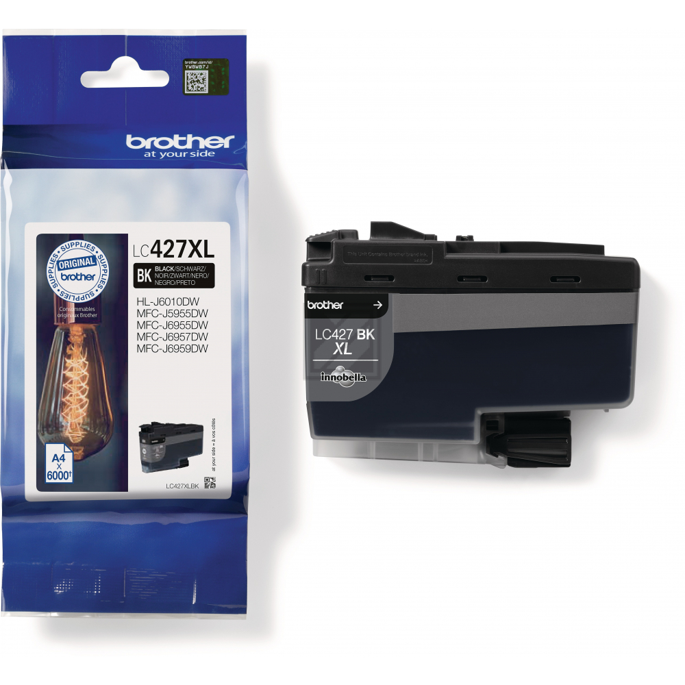 LC427XLBK / schwarz / original BROTHER Tintenpatrone schwarz / LC427XLBK / 6000 S.