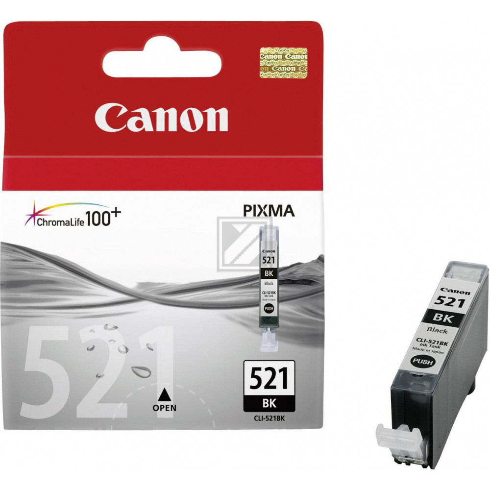 2933B001 // CLI521BK / schwarz / original CANON Tintenpatrone schwarz / 2933B001 / 1250 S. / 9.00 ml