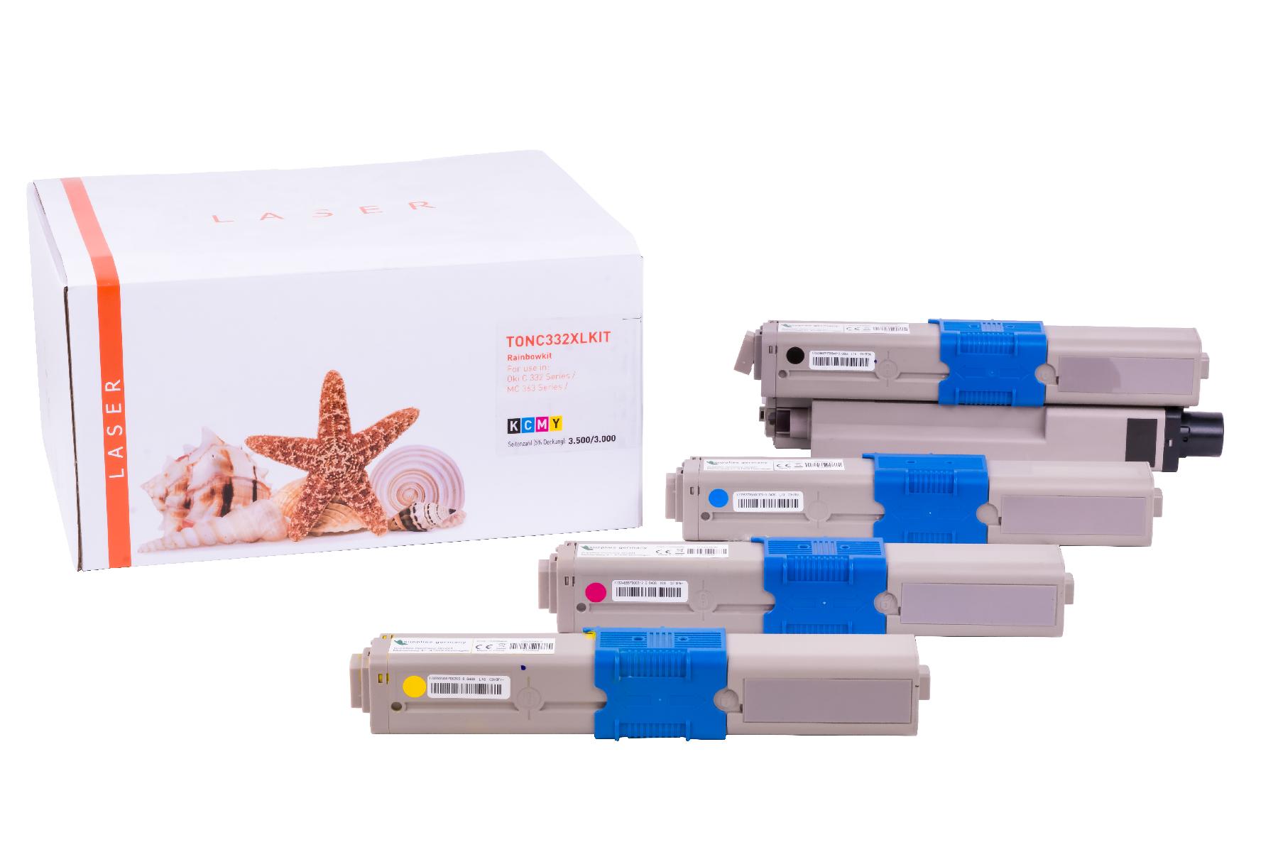 Alternativ Toner Rainbowkit für Oki / 4650870946508712 / BK3.500 / CMY3.000 Seiten