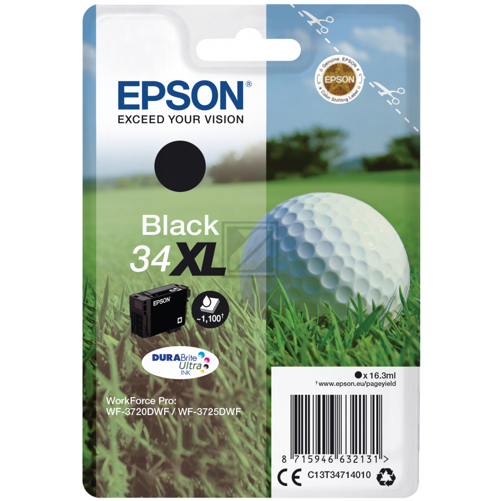 C13T34714010 // 34XL / original EPSON Tintenpatrone schwarz / C13T34714010 / 1100 S. / 16.30 ml