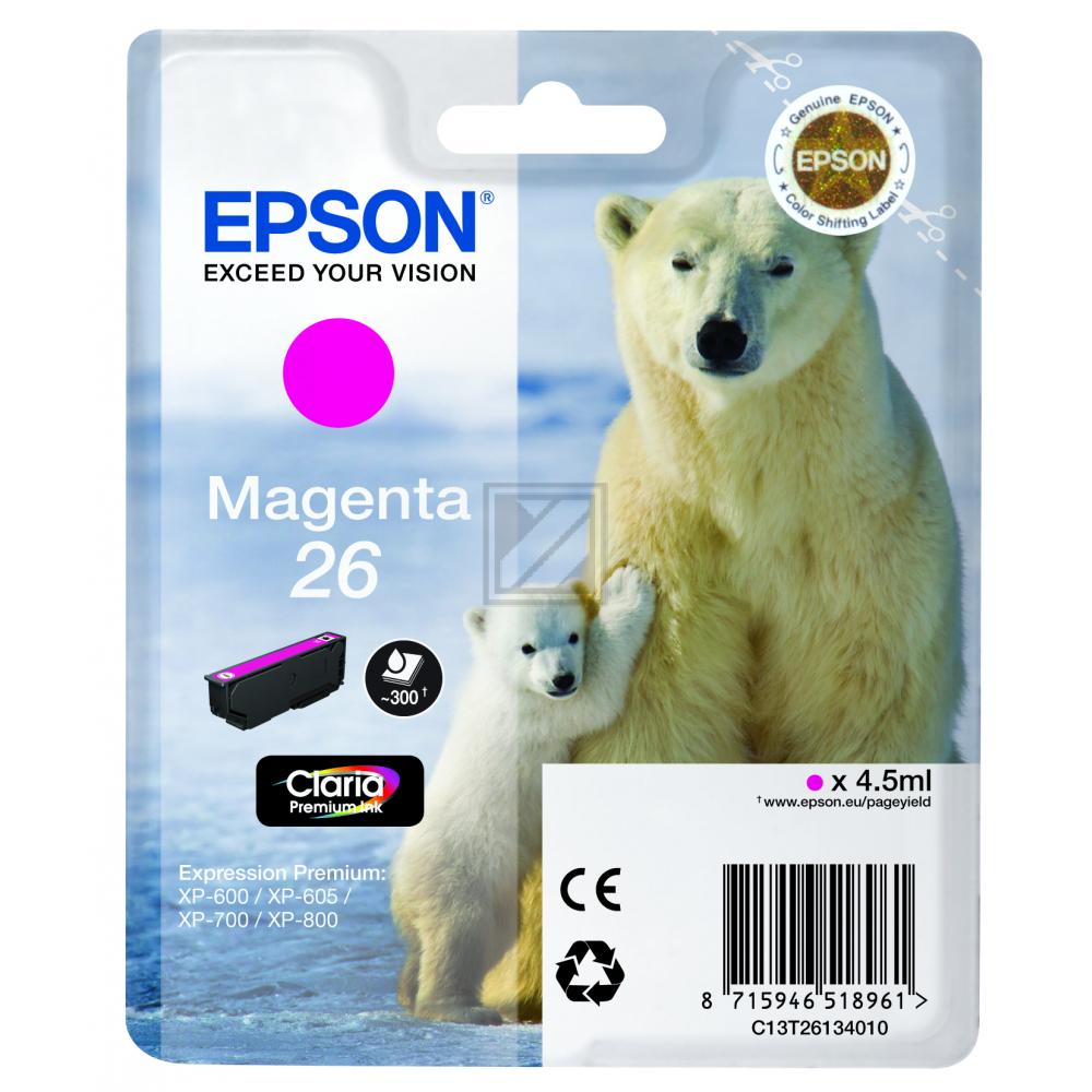 C13T26134010 // 26 / magenta / original EPSON Tintenpatrone magenta / C13T26134010 / 300 S. / 4.50 ml