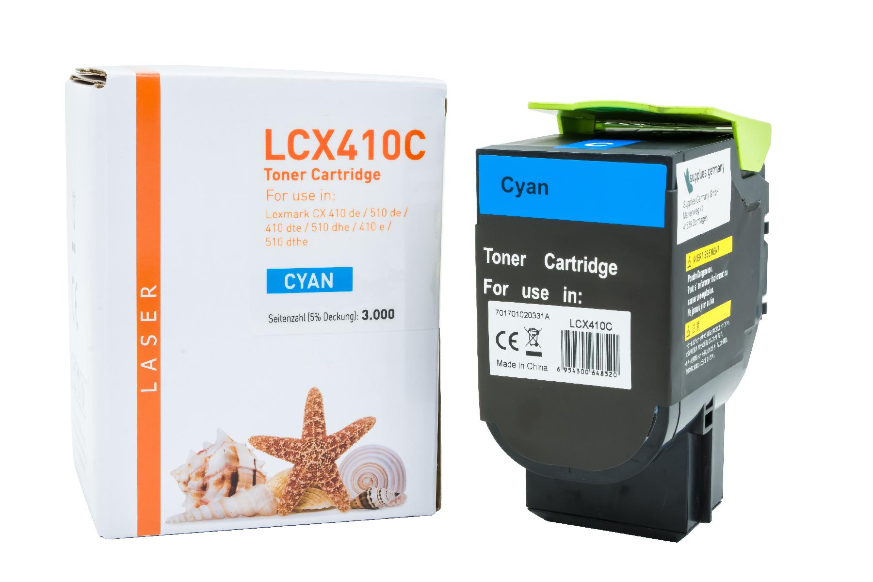 Alternativ Toner Cyan für Lexmark / 80C2HC0 / 3.000 Seiten