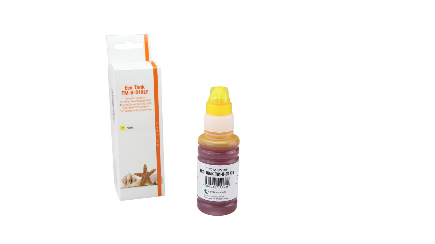 Alternativ 31Y Eco Tank Nachfüllflasche Yellow für HP / 1VU28A / 70ml