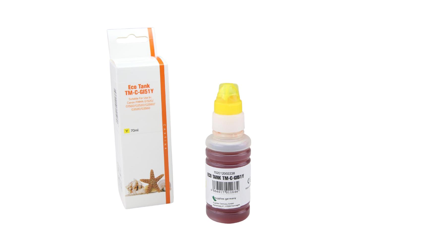 Alternativ GI51Y Eco Tank Nachfüllflasche Yellow für Canon / 4548C001 / 70ml