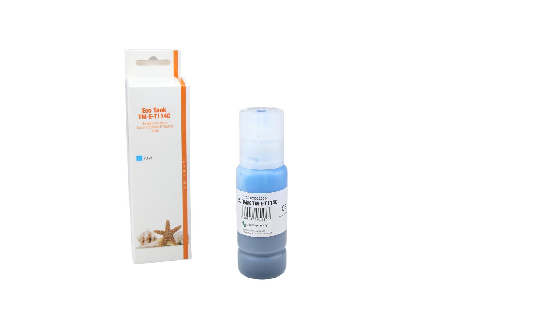 Alternativ T114C Eco Tank Nachfüllflasche Cyan für Epson / C13T07B240 / 70ml