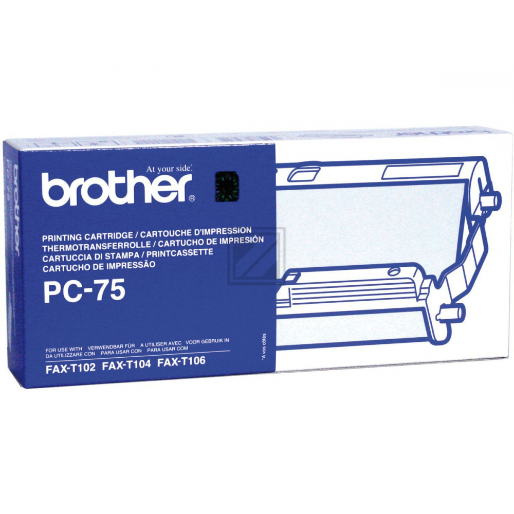 PC75 / schwarz / original BROTHER ThermoTransferRolle / PC75 / 144 S.
