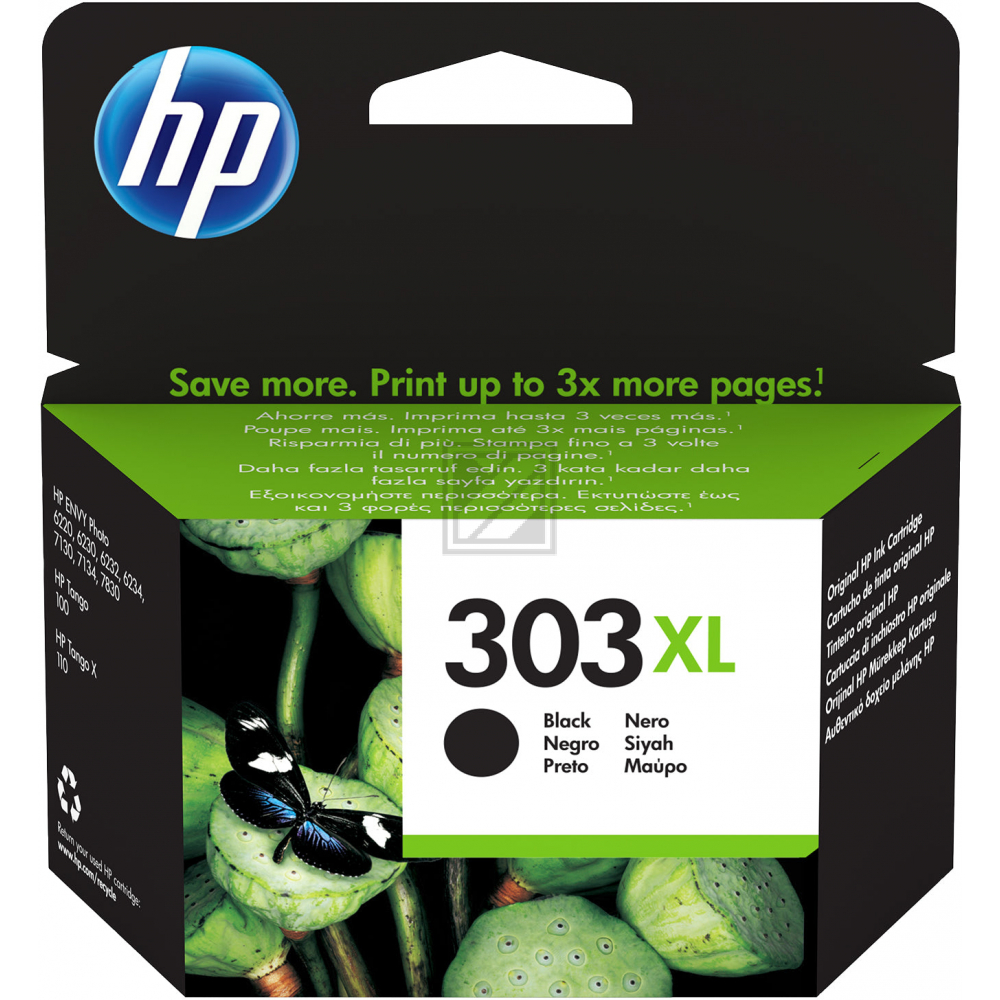 T6N04AE301 // 303XL / schwarz / original HP Druckkopfpatrone schwarz / T6N04AE301 / 600 S. / 12.00 ml