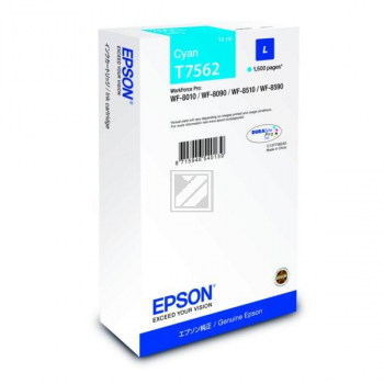 C13T75624N // T7562 / cyan / original EPSON Tintenpatrone cyan / C13T75624N / 1500 S. / 14.00 ml